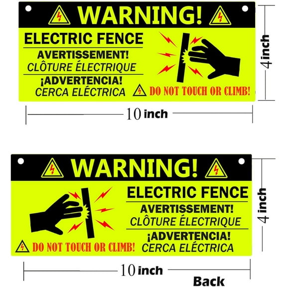 10pcs Electric Fence Warning Signs Plastic Electric Fence Safe Warning Sign 10x4 Inch Electric Fence Sign