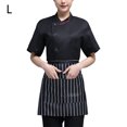 thumbnail image 2 of Abrigo de chef de verano Botones de uniforme del chef de poliéster con bolsillos delanteros Traje de catering Moda de cocina Suministros de cocina para cafetería Black L Advancent LF000330-02, 2 of 7