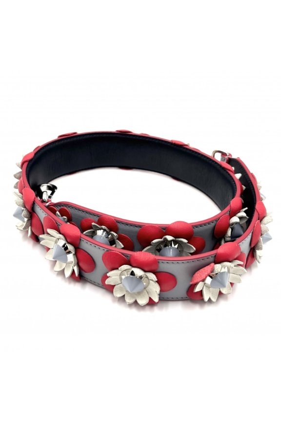 Pre-Owned Fendi women's accessories, Strap You shoulder strap, flower motif, leather, red,...