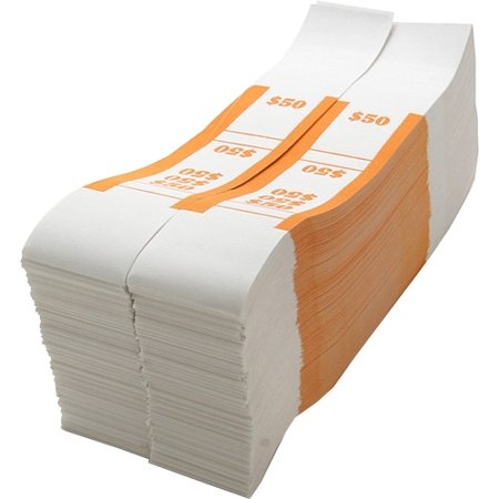 UPC: 0035255008891 | Sparco White Kraft ABA Bill Straps 1000 Wrap(s)Total $50 in $1 Denomination – Kraft – Orange