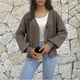 thumbnail image 5 of Suéter de cuello redondo para mujer, suéter informal de punto suelto con borlas y bordes, suéter de cuello redondo para mujer, top acrílico, 5 of 7