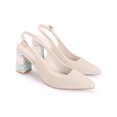 thumbnail image 3 of BLISSFUL STEP Slingback Strap Pointed Toe Sandals Colorful Chunky Heel Pumps for Women Dark Beige 6.5, 3 of 7