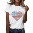 thumbnail image 4 of Summer Save 4Th Of July Patriotic Shirt For Women Independence Day Tee Usa Flag Star Stripe Tops Regular Size Slim Fitted Tee Shirts Round Neck T-Shirts Rolled Sleeve Shirt Boho Beach Holiday Outfit, 4 of 6