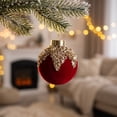 thumbnail image 2 of 2026 Christmas Indoor Home Decor Red Flocked Christmas Balls Ornaments 9Pcs Christmas Tree Decorations Balls With Gold Glitter Shatterproof Xmas Hanging Baubles For Holiday Wedding Party, 2 of 5