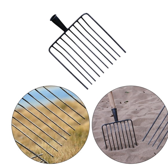 Colaxi Pitchfork Tool Replace Head Garden Accessory Versatile Labor Saving Stall Shaving Fork Agricultural Manure Fork for Household 10 Teeth