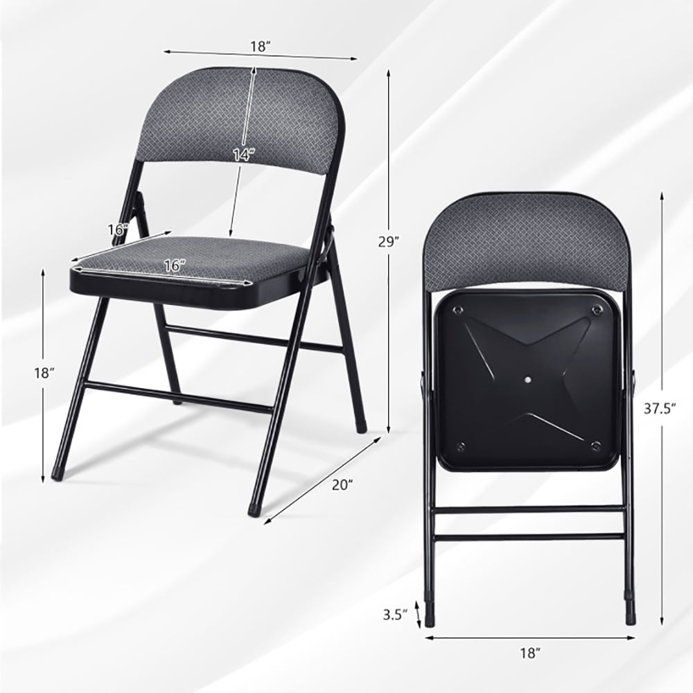 Finihen Folding Chairs Set of 2, Folding Dining Chairs, 2 PCS Folding Chair Set with Upholstered Seat and Fabric Covered Backrest, for Inside Outside Home Office, Black Finihen Folding Chairs Set of 2, Folding Dining Chairs, 2 PCS Folding Chair Set with Upholstered Seat and Fabric Covered Backrest, for Inside Outside Home Office, Black