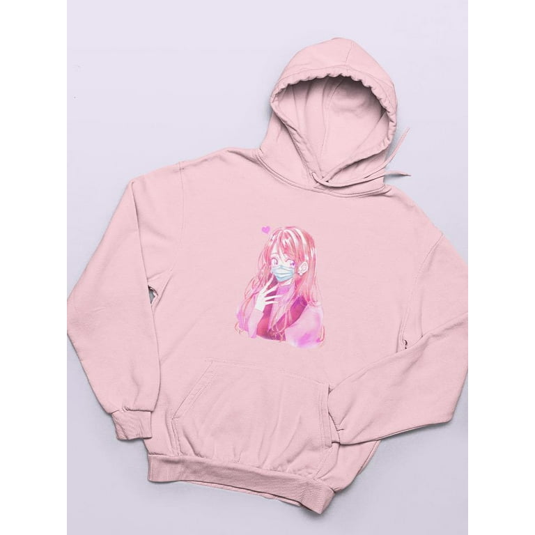 Anime Girl W Face Mask Hoodie Women Image by Shutterstock Female Small