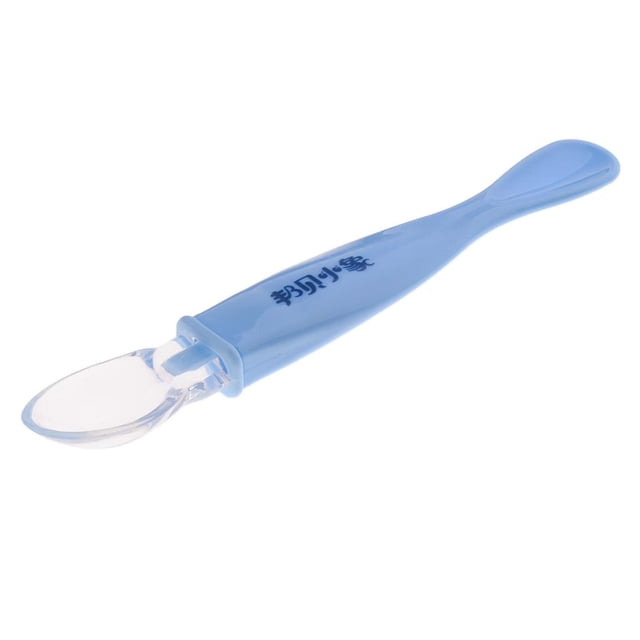 Bebé infantil ño silicona alimentación utensilio vajil cubiertos seguro comer Azul Zulema Cuchara de silicona