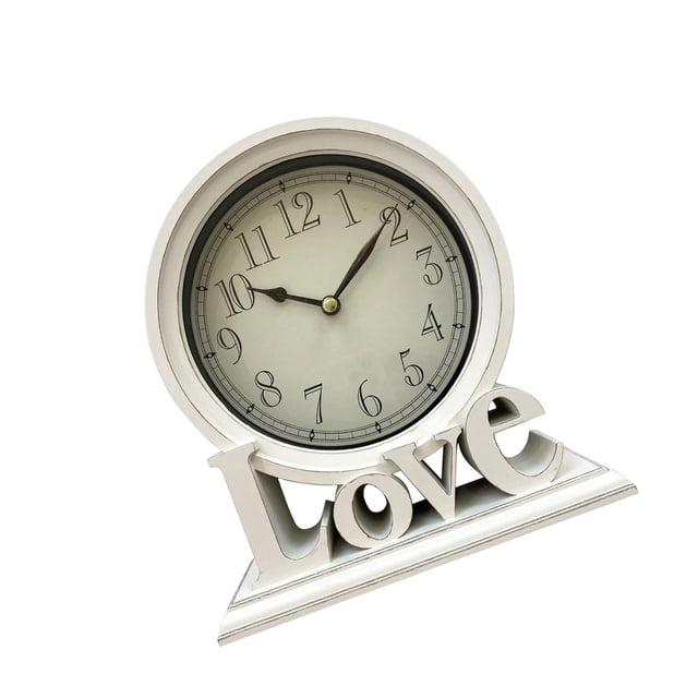 relayinert Horloge de Bureau Ronde Cheminée Décorative Ferme Silencieuse Chevet Blanc