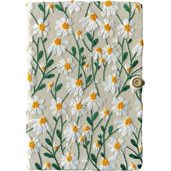 ipoul Daisy Gifts, Hardcover Notebook, Ruled, Floral, A5, 8"x6", Lay Flat, Pretty Journal for Women, White Daisy Flowers