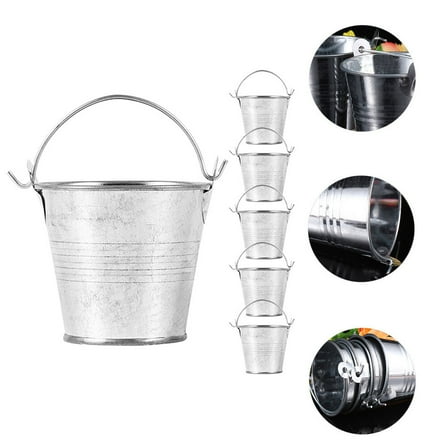 SEWCHICS 6-Pack Small Metal Pails with Handles, Round Iron Flower Buckets for Parties, Weddings, Home Decor, 2.44 x 2.44 x 2.04 inches