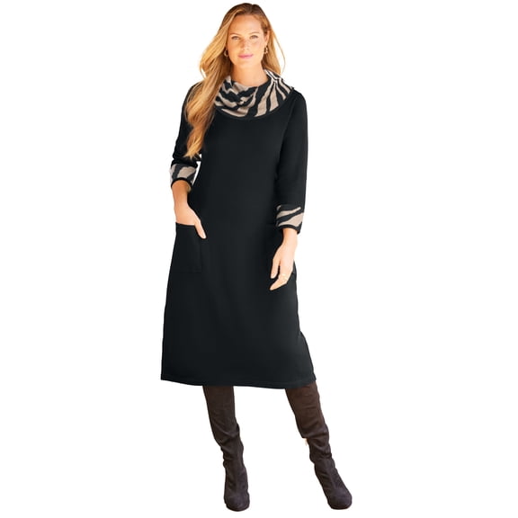Catherines Women's Plus Size Cowl Neck Sweater Dress