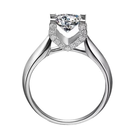 LINXIQIN Moissanite Four-Claw Cow Head Japanese and Korean Crown Imitation Women's Texture Comfortable Ring Proposal High Quality