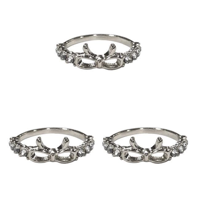 Guardurnaity Anillo de diamantes de imitación Adorno de mano Detalle de diamantes de imitación Bowknot Anillos Plata Type1 NO1 Guardurnaity CBP015413