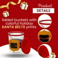 thumbnail image 3 of A1U Clear Printed Plastic Christmas Buckets with Handles (Santa Belts), Plastic Holiday Printed Designs Storage Container Organizer Holder Basket Canister Table Home Kitchen Reusable Decorations, 3 of 7