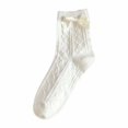 thumbnail image 5 of XFeng  Women Crew Socks Ruffled Lace Textured Knit Soft Lightweight Novelty Mid Calf Socks for Party Dating Daily Wear,Beige,One Size, 5 of 6