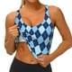 thumbnail image 3 of Fotbe Blue Squares Sujetador Deportivo Largo sin Aros para Mujer con Almohadillas y Soporte Medio, Transpirable y Absorbente, Camiseta Tipo Chaleco o Tank Top-Large, 3 of 8