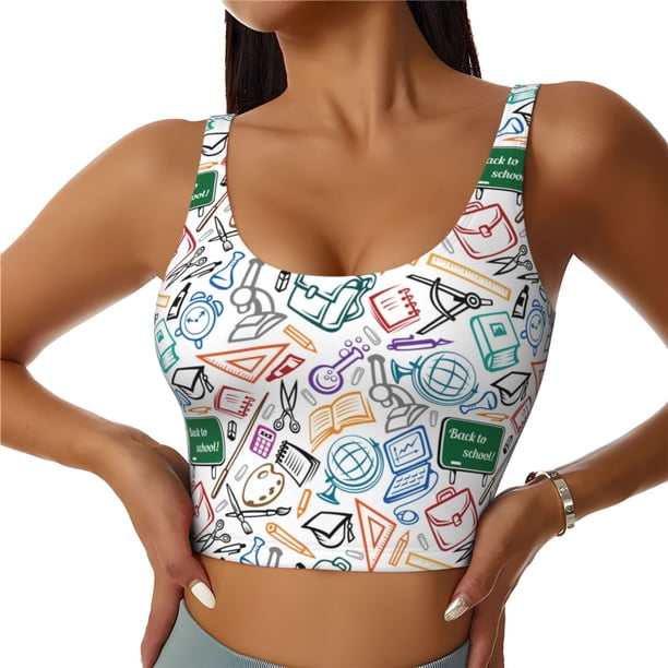 Balery Back To School Sujetadores deportivos con espalda cruzada para mujer, acolchados, sin costuras, de alto impacto, ideales para yoga, gimnasio, entrenamiento y fitness.-Small