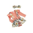 thumbnail image 2 of Qiylii Baby Girl Fake-2-Piece Romper Dress Round Neck Ruffle Floral Bodysuit, 2 of 7
