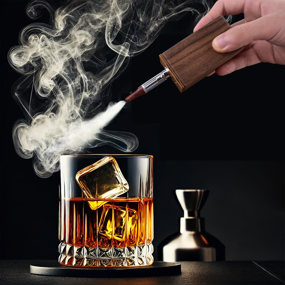 Mini Smoke Machine Fog for Halloween，Bamboo Products，Wireless Remote Control Fog Machine Suitable for  Photography， Party