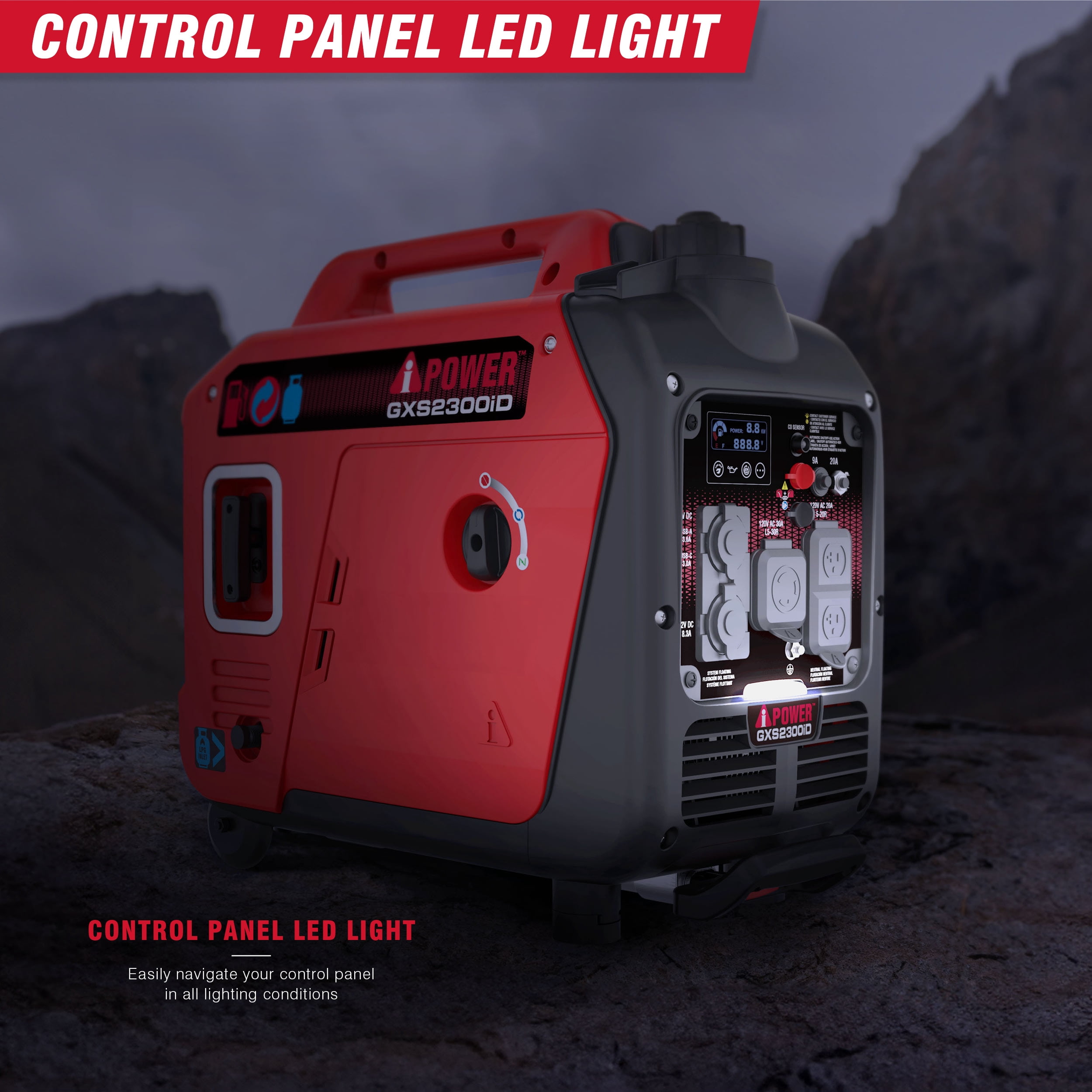 A-iPower 2300-Watt Gas Propane Powered Inverter Generator with CO Sensor