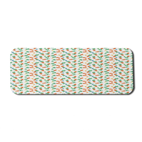 Easter Computer Mouse Pad, Orange Carrots Colorful Eggs and Dots in Cartoon Style Fresh and Healthy Bunny Food, Rectangle Non-Slip Rubber Mousepad Large, 31" x 12", Multicolor, by Ambesonne
