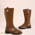 thumbnail image 4 of Miluxas Women's Knee High Boots Square Toe Chunky Low Heels Zipper Tall Boots Brown 7(39), 4 of 9