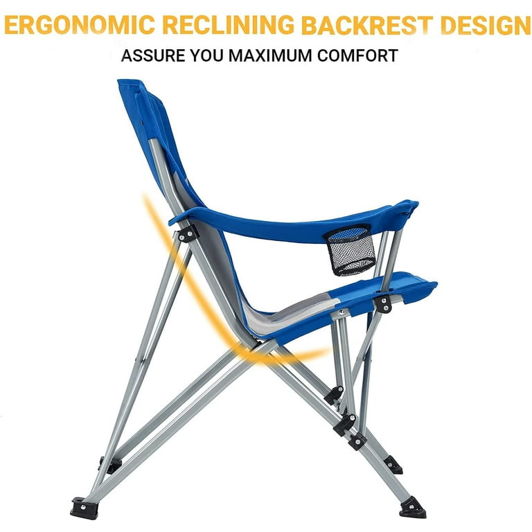 ANBLIZE Camping Chairs for Adults, Lawn Chairs Folding Hard Arm High Back  and Heavy Duty with Cup Holder Carry Bag Included,Outdoor Chairs for Camp,  Fishing, Hiking, Outdoor (Blue) - Coupon Codes, Promo