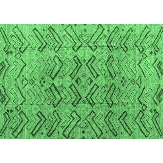 Ahgly Company Indoor Rectangle Abstract Emerald Green Modern Area Rugs, 7' x 9'