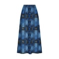 thumbnail image 3 of Mrat Plus Size Skirts Women's Casual Retro Floral Skirts Linen Elastic Waist Pleated Maxi Skirt with Pockets Plus Size Skirts S-294 Dark Blue 3XL, 3 of 5