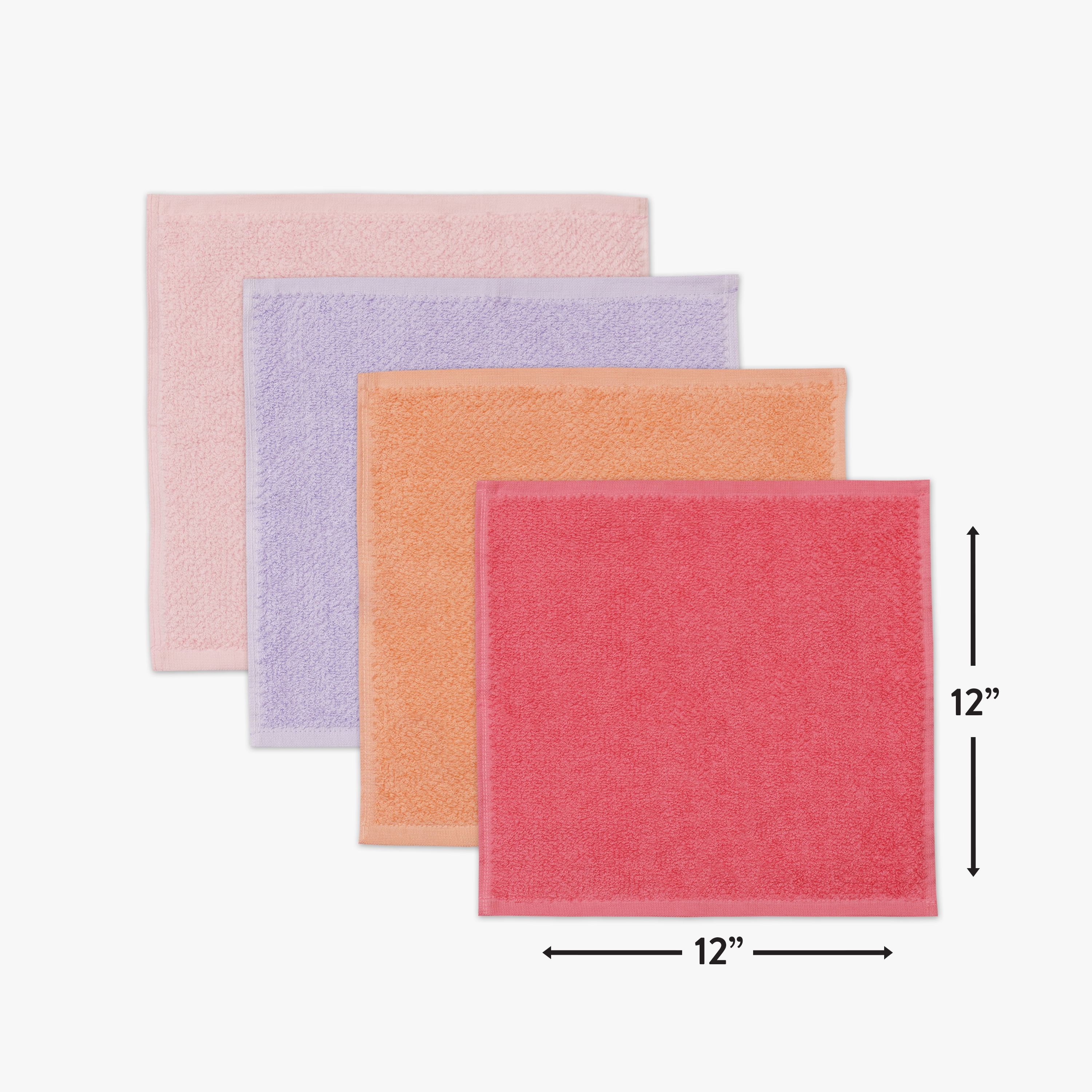 Your Zone Kids Washcloth Set, 8 Pack, Cotton Blend, Pink, Purple and Coral