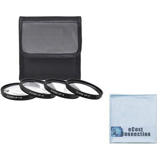 67mm Pro Series High Quality 4pc HD Macro Close Up Filter Set  1  2  4  10  & eCostConnection Microfiber Cloth