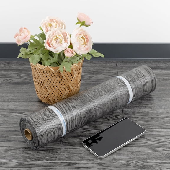 Lxcreat Vinyl Flooring Gray Peel and Stick Roll Thicken Vinyl Floor 118-in x 15.7-in Wood Plank Flooring Self Adhesive Vinyl Wood Grain Floor
