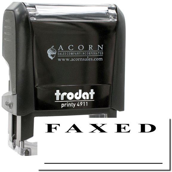 Self-Inking Two Line Faxed Stamp, Trodat Printy 4911, Press and Print Stamping, Impression Size 5/8" x 1-1/2", Up to 10,000 Impressions - Black Ink