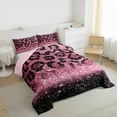 thumbnail image 3 of jejeloiu Pink Leopard Pattern Bedding Comforter Set,Modern Cheetah Print Twin Comforter Sets,Chic Sequin Print Bedding Set For Girl Teens,Microfiber Bedroom Decor Reversible,2pcs, 3 of 8