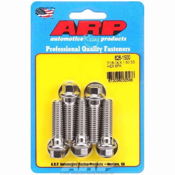 ARP 626-1500 0.44-14 x 1.5 in. 6-Point Stainless Steel Bolt Kit - Pack of 5