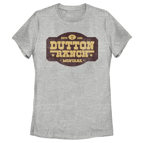 Women's Yellowstone Distressed Dutton Ranch Montana Est 1886 Logo Graphic T-Shirt