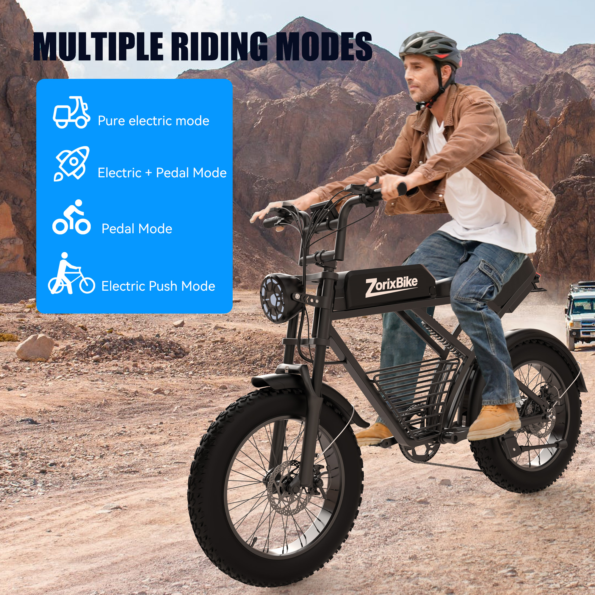 ZorixBike Z6 Ebike for Adults, 1500W Electric Mountain Bike, 20" Fat Tire E Bicycle, 48V 20AH Removable Battery, Max 80 Miles Range & 31MPH