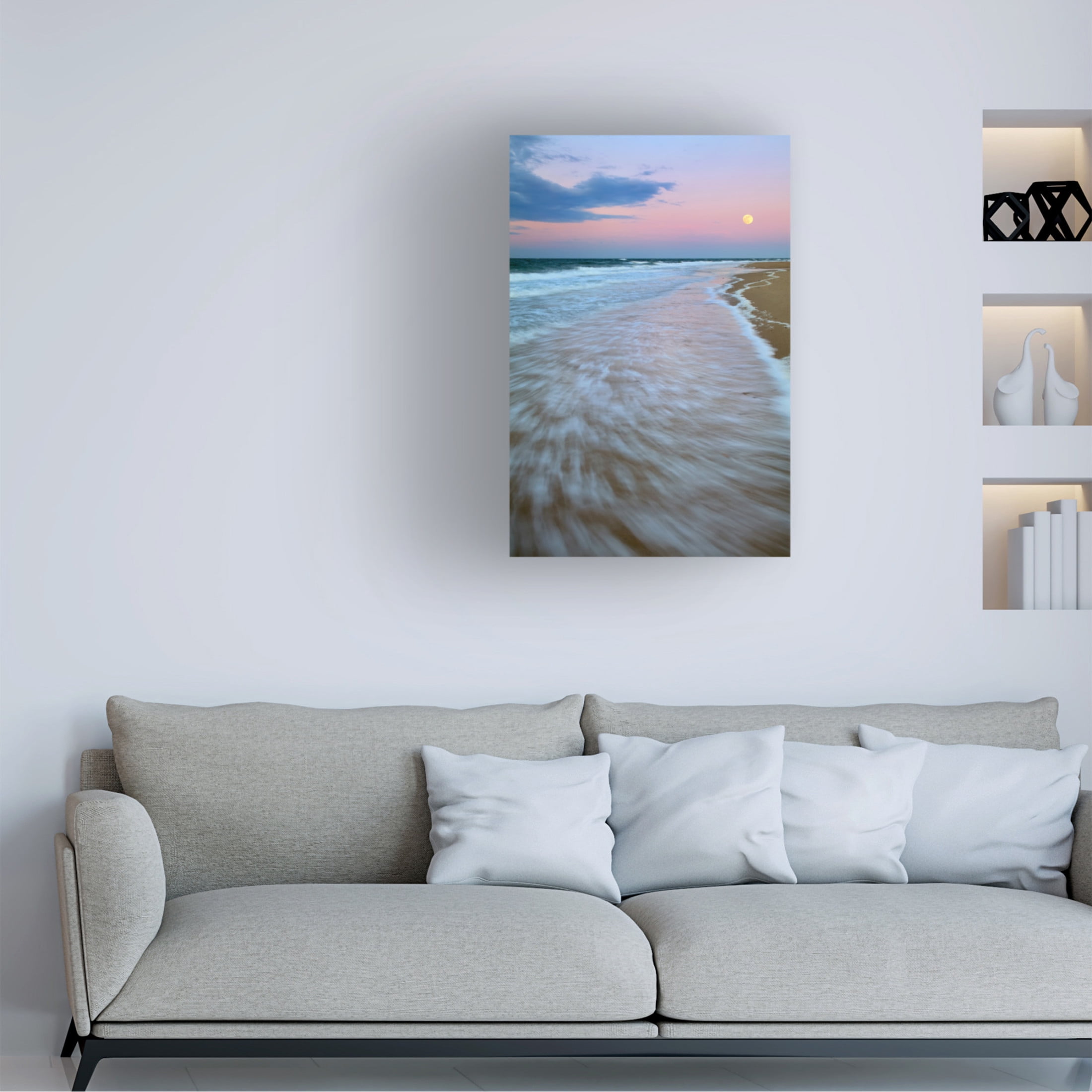 Canvas Wall Art - Patrick Zephyr 'Cape Cod Moonset' Wall Art for Living Room, Bedroom, or Office Décor by Trademark Fine Art - 22 x 32 Inches