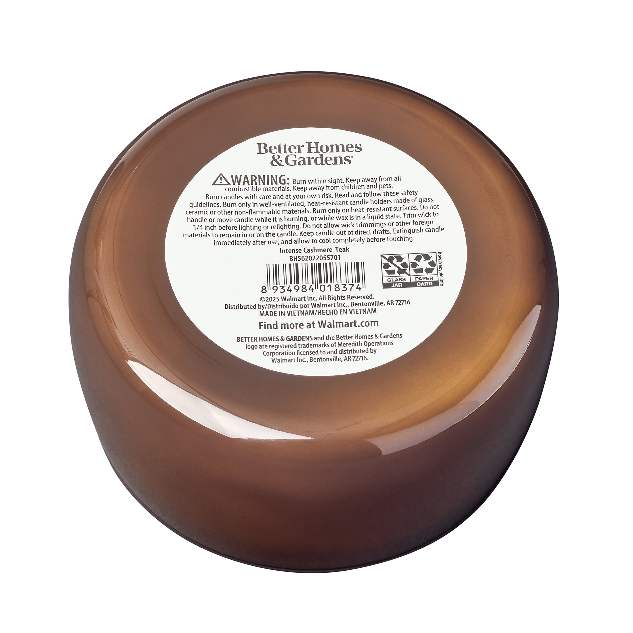 Better Homes & Gardens Intense Cashmere Teak Scented Wooden 4-Wick Glass Jar Candle 60oz.