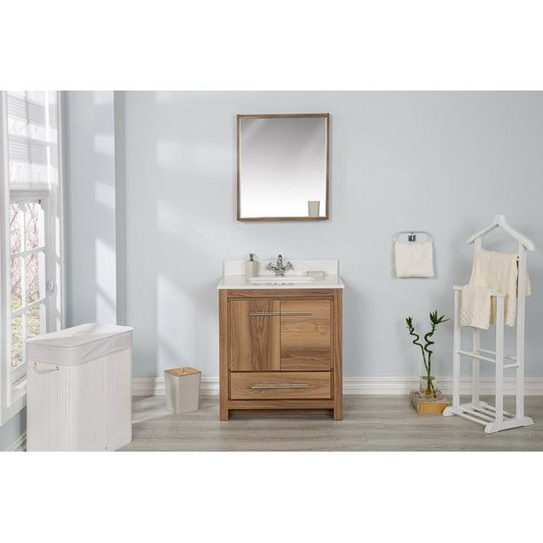 Adorn Vanity Mila Collection Walnut Brown 30 inch Bathroom Vanity with