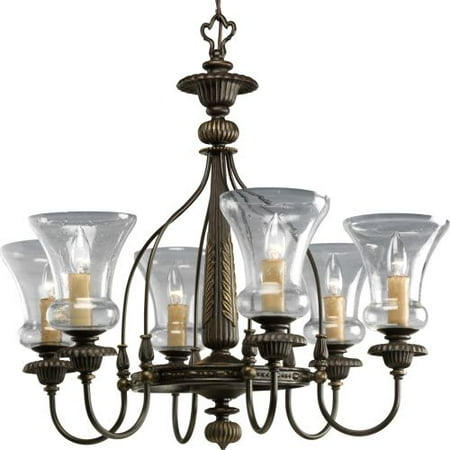 Progress Fioino Chandelier Forged Bronze Finish With Clear Progress Fioino Chandelier Forged Bronze Finish With Clear Seeded Glass