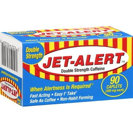 (2 Pack) Jet-Alert Double Strength Caffeine 200 mg Caplets, 90 (Best Over The Counter Caffeine Pills)