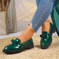thumbnail image 4 of Willtoo Women's Chunky Heel Loafers Fashion Metal Buckle Comfort Round Toe Anti-Slip Lug Sole Platform Slip On Loafers Casual Work Business Dress Shoes, 4 of 5