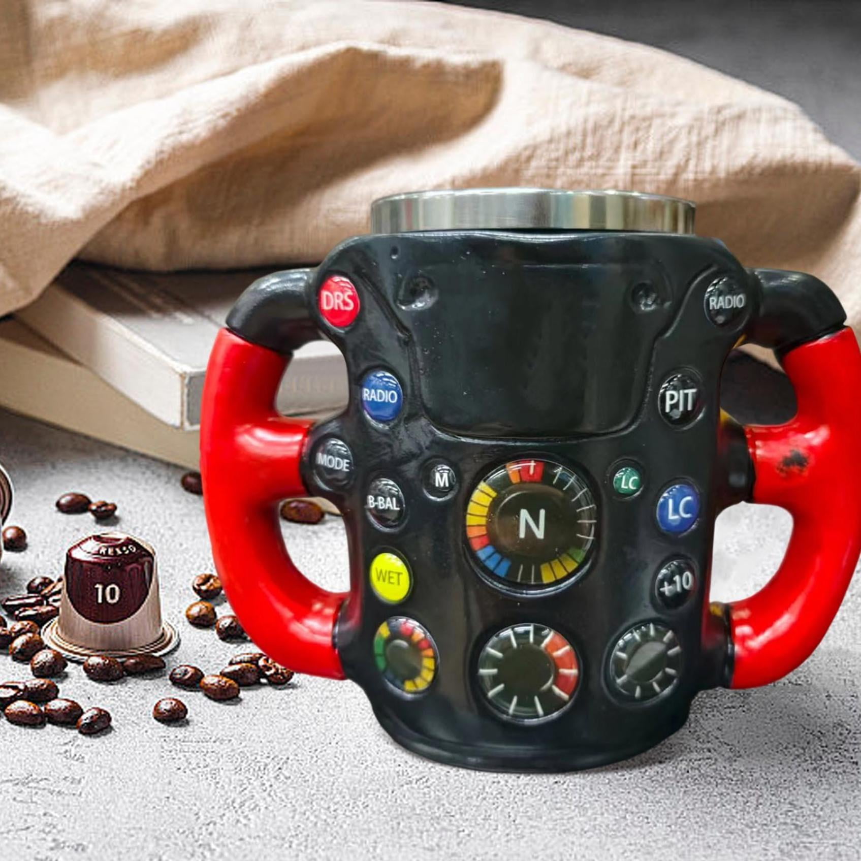 Automobile Steering Wheel Mug – Resin & Stainless Steel Racing