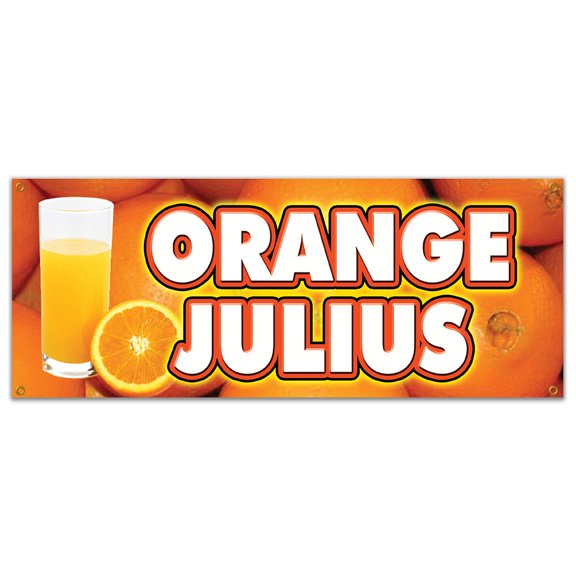 ORANGE JULIUS BANNER SIGN fresh drinks cold ice soda water