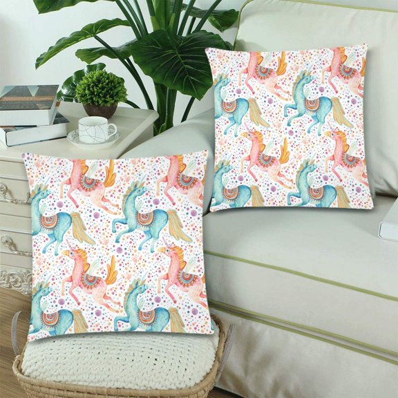 MKHERT Cute Flying Unicorn Pillowcase Pillow Protector Cushion Cover 18x18 inch,Set of 2