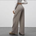 thumbnail image 5 of PNTUTB Women's Casual Solid Color Lightweight Drapey Elastic Waist Drawstring Relaxed Comfortable Wide Leg Pants, 5 of 6