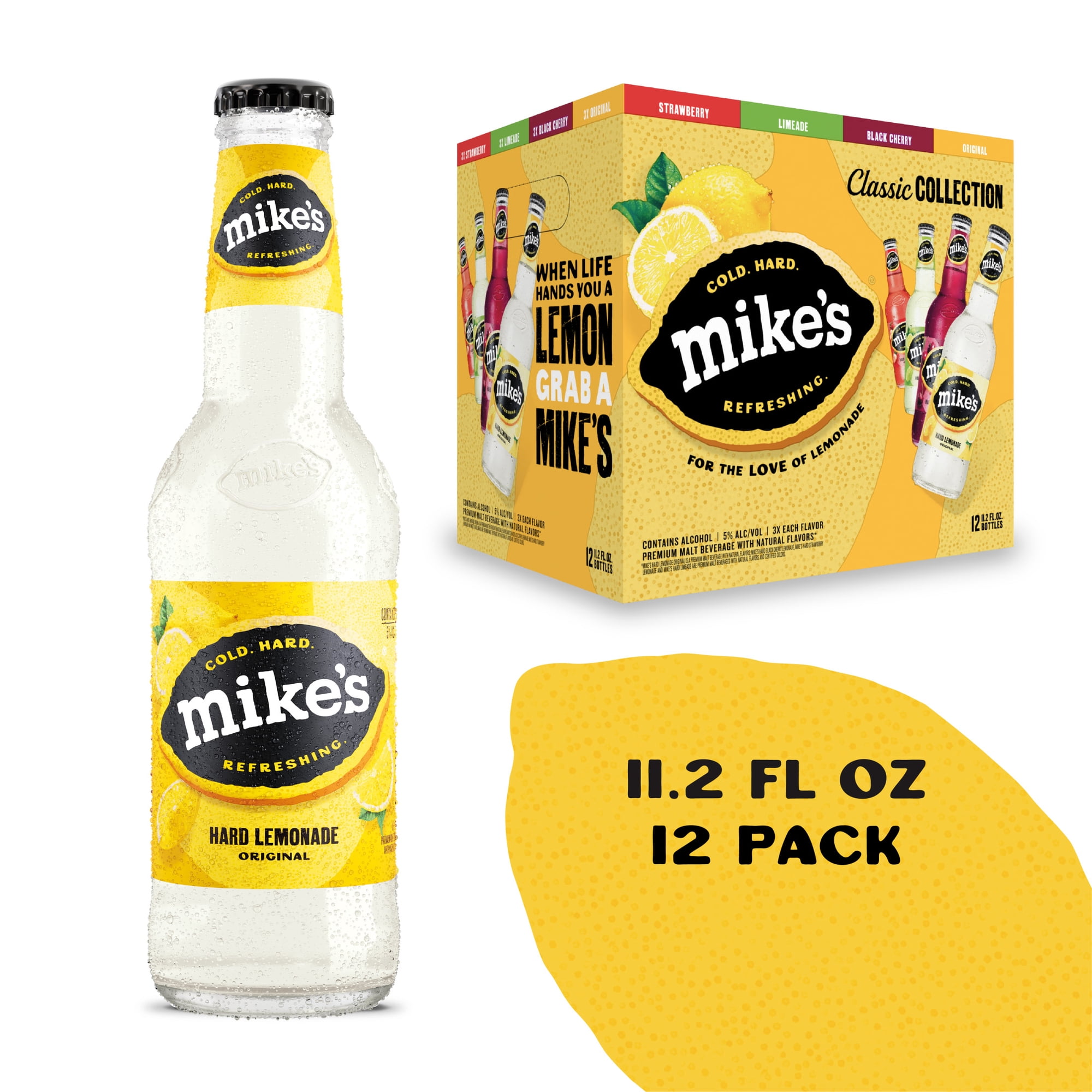 Mike's Hard Lemonade Classic Collection Variety Pack, 12 Pack, 11.2 fl oz Bottles, 5% ABV