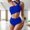 S-Blue, variant on Women Summer Swimsuit Summer Fashion Bikini Swimsuit High Waist Covering Belly Solid Color Beach Split Swimsuit Cute Wear S Yellow